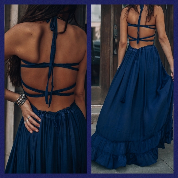Celestial Maxi Dress Strappy Tank Boho Maxi Dress "Southern Alternative" (L) - Picture 2 of 12